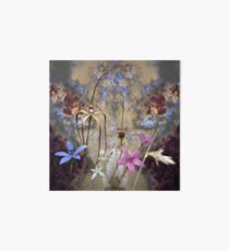 Silky Blue & Orchids with Blue Rusty Metal, native orchids of Western Australia. Art Board Print