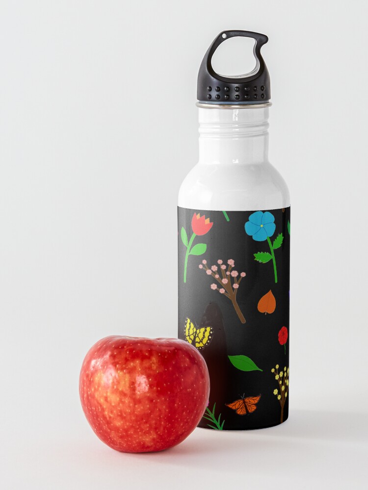 Alternate view of Scattered Flowers and Butterflies, no background Water Bottle