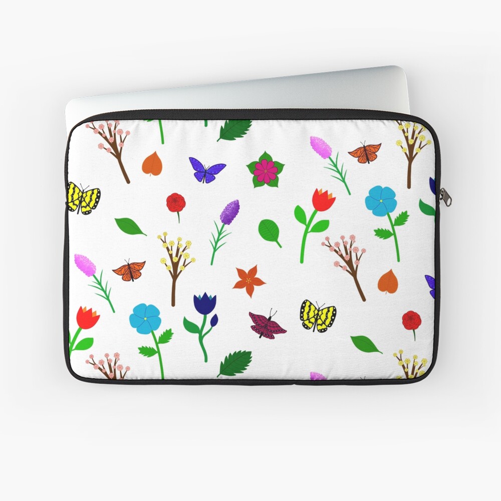Scattered Flowers and Butterflies, no background Laptop Sleeve