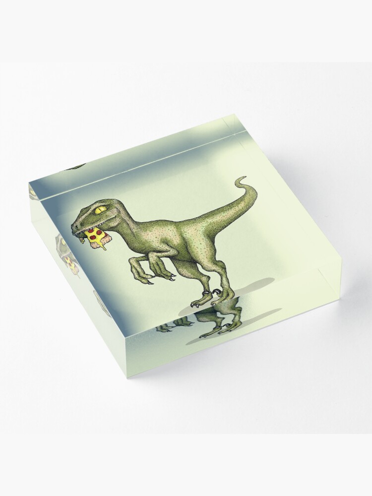 Alternate view of Raptor eating pizza Acrylic Block