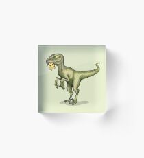 Raptor eating pizza Acrylic Block