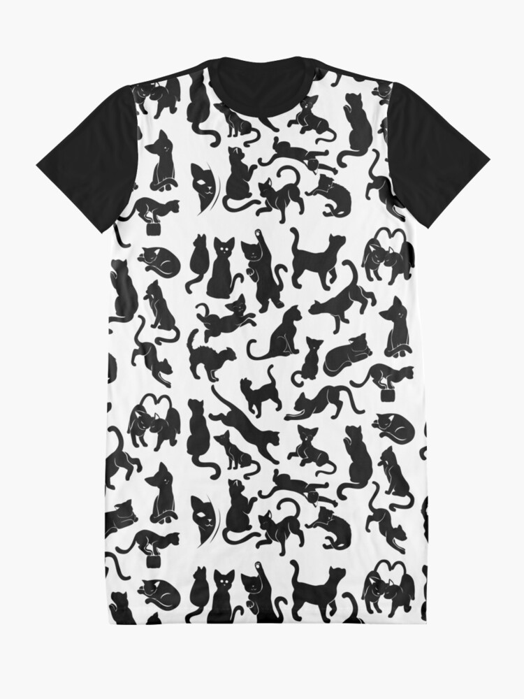 Download "Black Cat Pattern" Graphic T-Shirt Dress by ...