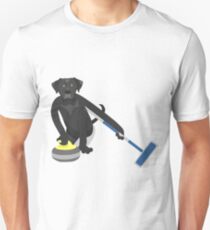 Black Labrador Retriever Curling Unisex T-Shirt