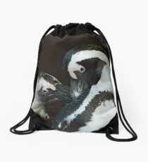 African Black-footed Penquin-Signed-#8081 Drawstring Bag