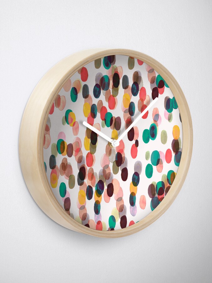 Alternate view of Tropical rain dots - Orange green yellow Clock