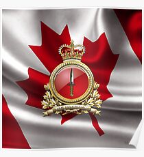 Canadian Special Operations Forces Command - CANSOFCOM Badge over Waving Flag Poster