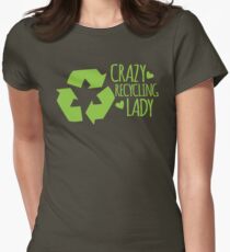 Crazy Recycling Lady Women's Fitted T-Shirt
