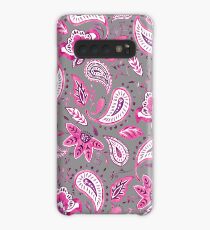 Watercolor Pink Floral Paisley - Gray Case/Skin for Samsung Galaxy