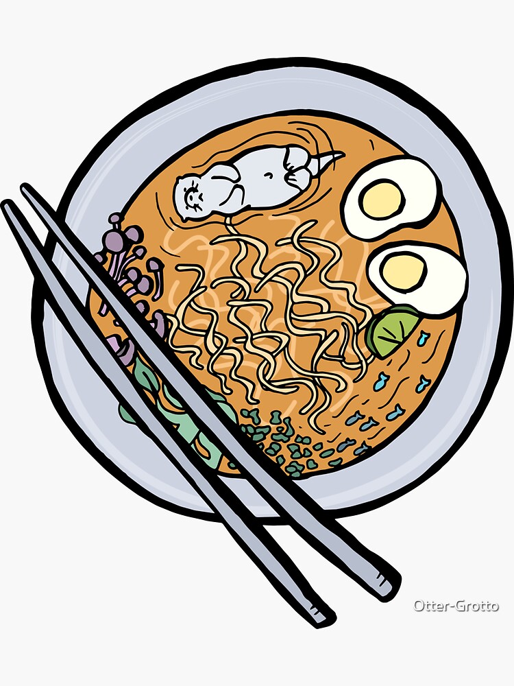 Sea Otter Swimming In Bowl of Ramen by Otter-Grotto