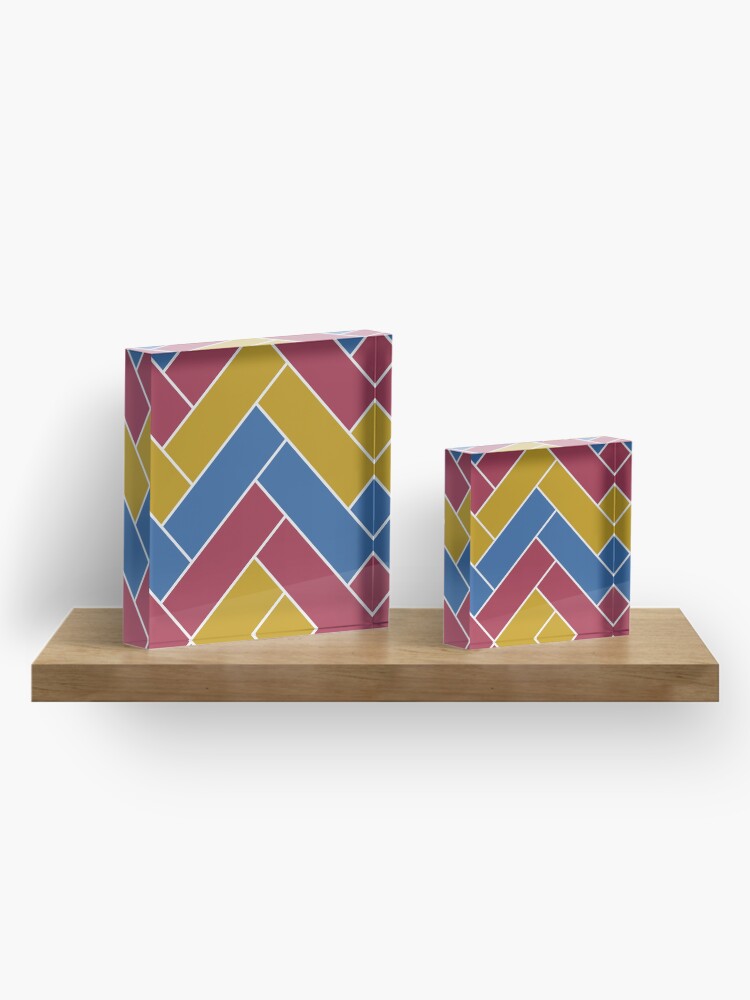 Alternate view of Geometric Pattern: Herringbone: Summer Acrylic Block