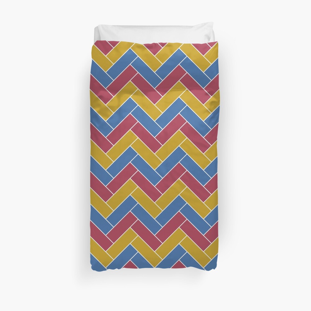 Geometric Pattern: Herringbone: Summer Duvet Cover