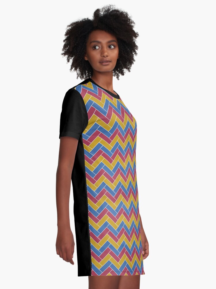 Alternate view of Geometric Pattern: Herringbone: Summer Graphic T-Shirt Dress