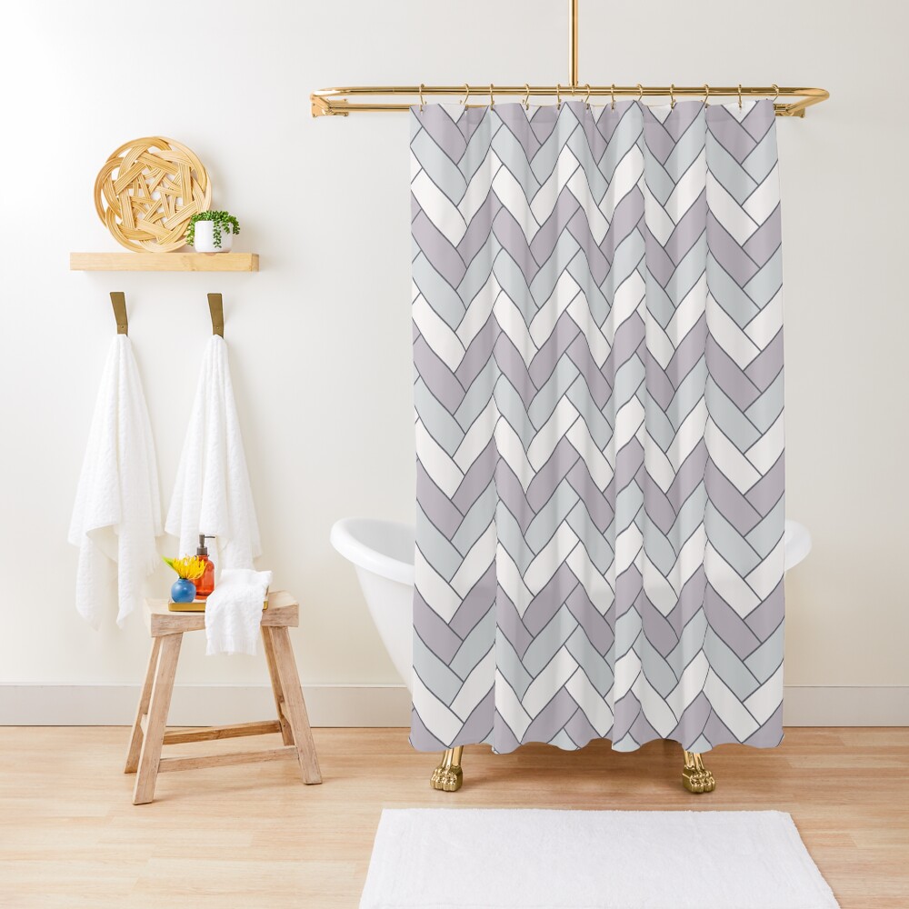 Geometric Pattern: Herringbone: Winter Shower Curtain