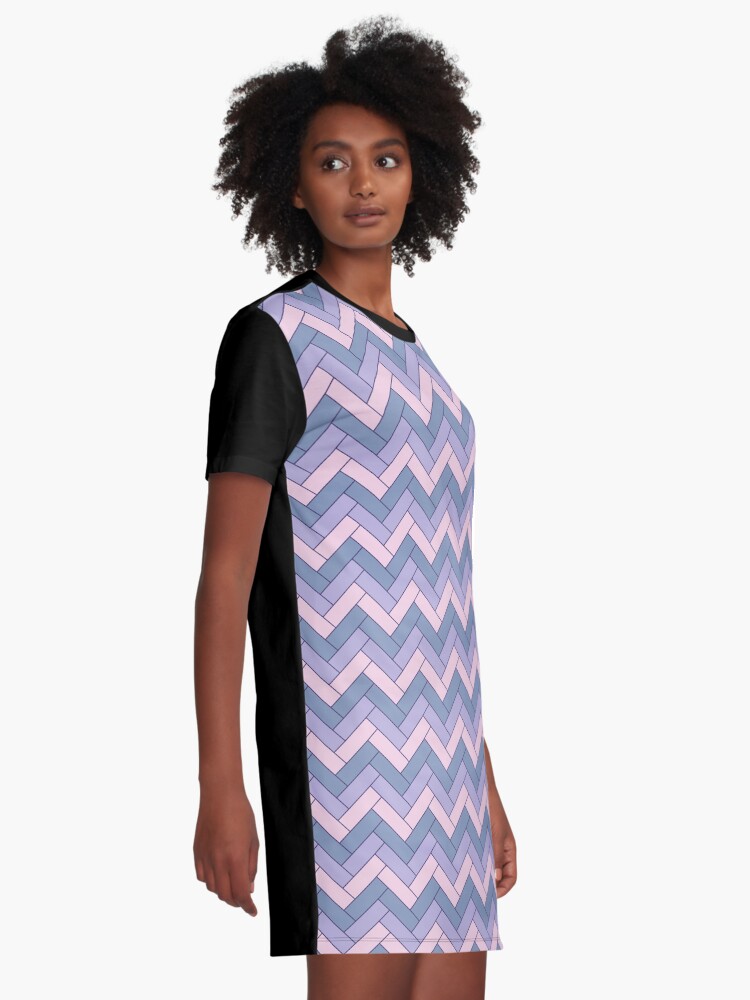 Alternate view of Geometric Pattern: Herringbone: Iris Graphic T-Shirt Dress