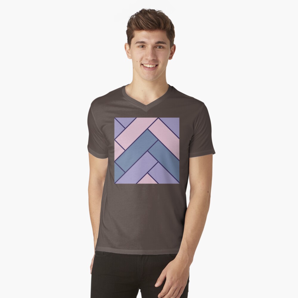 Geometric Pattern: Herringbone: Iris V-Neck T-Shirt