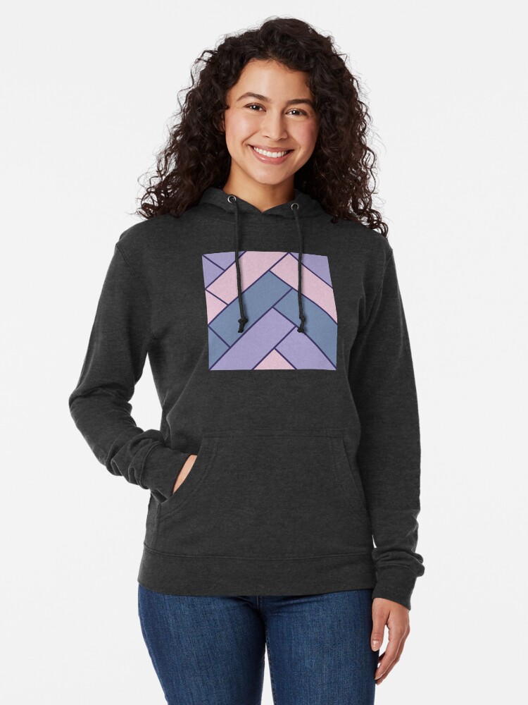 Alternate view of Geometric Pattern: Herringbone: Iris Lightweight Hoodie