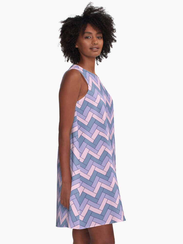 Alternate view of Geometric Pattern: Herringbone: Iris A-Line Dress