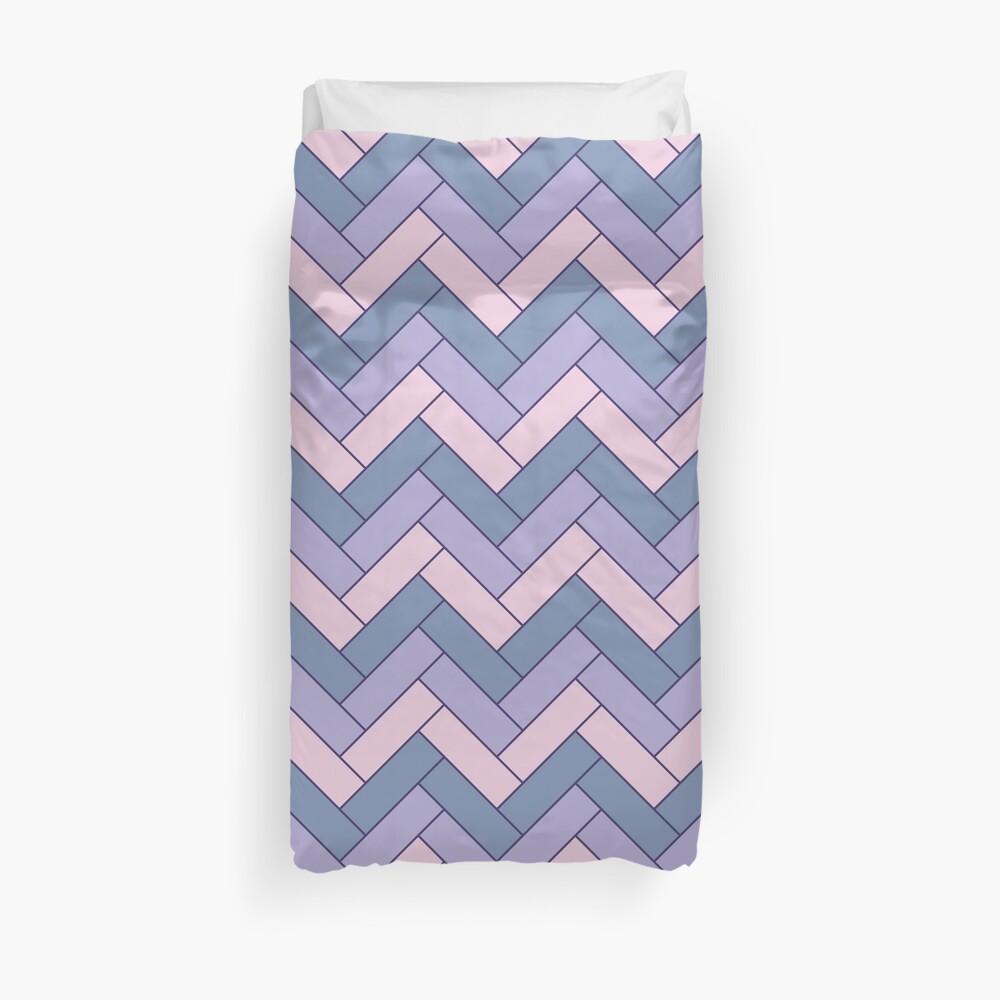 Geometric Pattern: Herringbone: Iris Duvet Cover