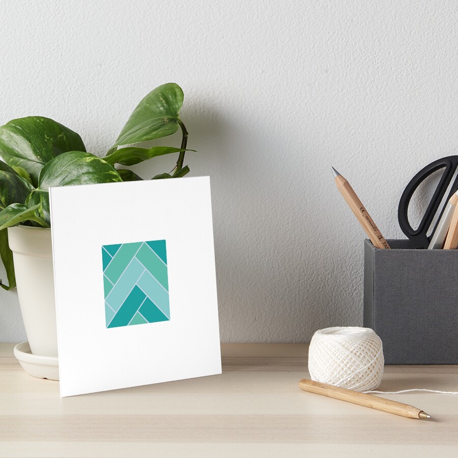 Geometric Pattern: Herringbone: Moss Art Board Print
