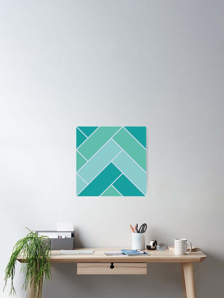 Alternate view of Geometric Pattern: Herringbone: Moss Poster