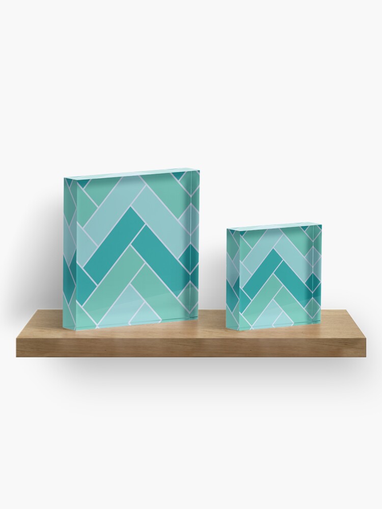 Alternate view of Geometric Pattern: Herringbone: Moss Acrylic Block