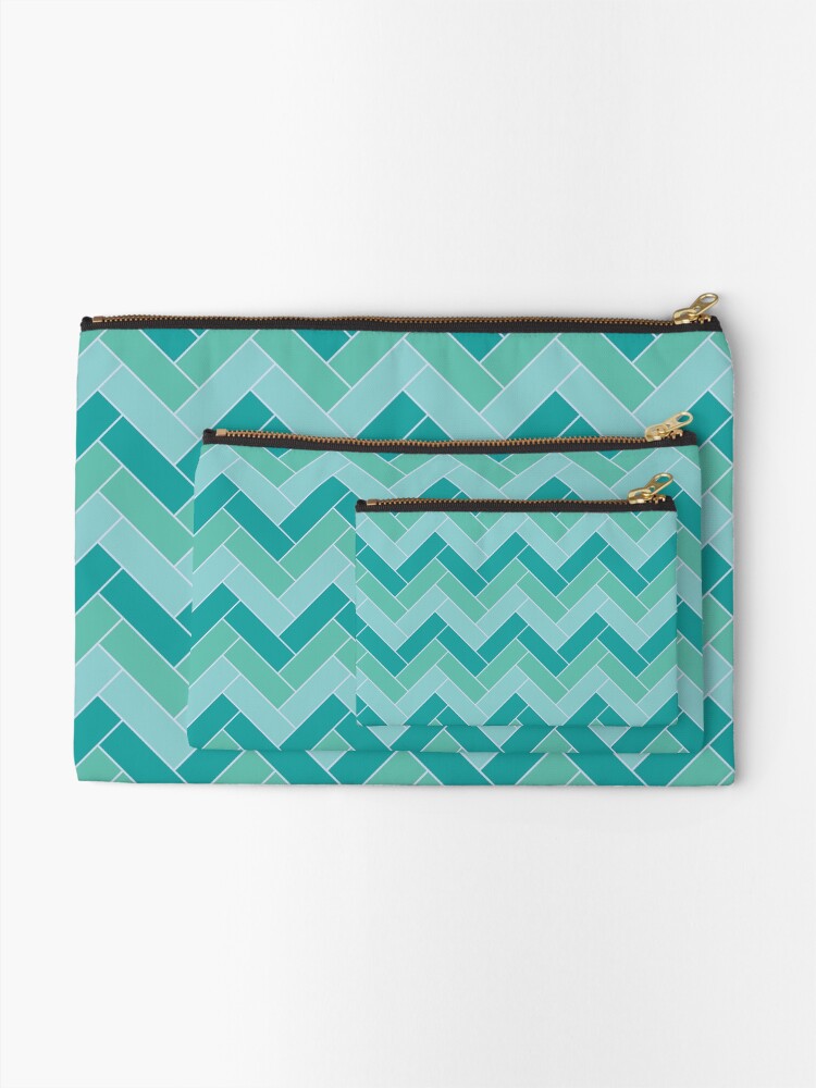 Alternate view of Geometric Pattern: Herringbone: Moss Zipper Pouch