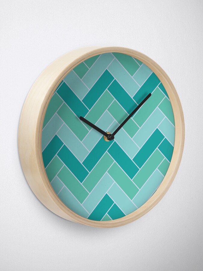 Alternate view of Geometric Pattern: Herringbone: Moss Clock