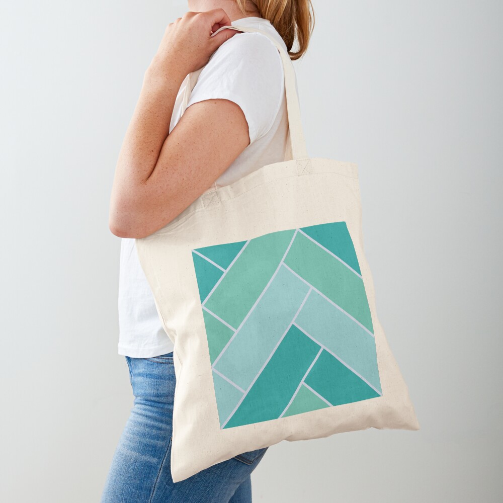 Geometric Pattern: Herringbone: Moss Tote Bag
