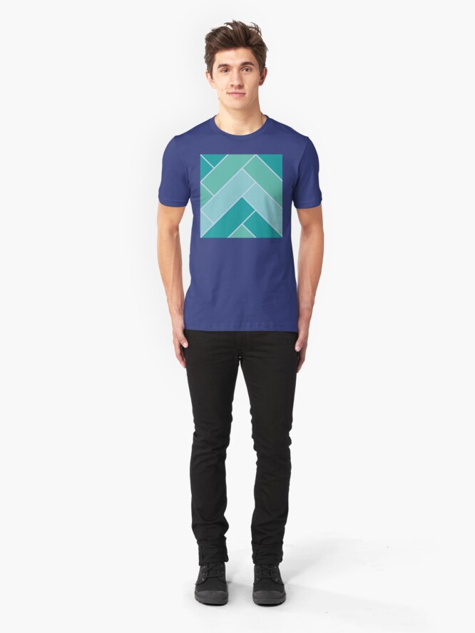 Alternate view of Geometric Pattern: Herringbone: Moss Slim Fit T-Shirt