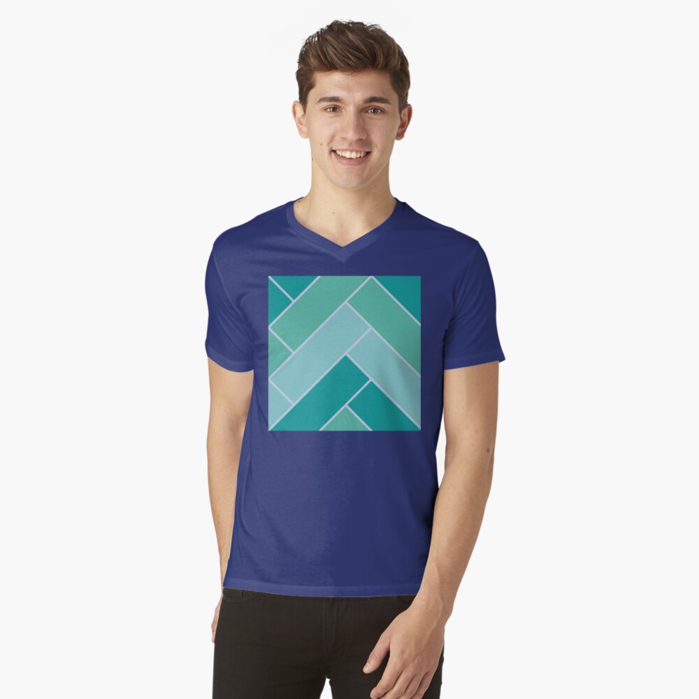 Geometric Pattern: Herringbone: Moss V-Neck T-Shirt