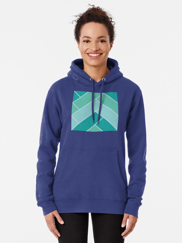Alternate view of Geometric Pattern: Herringbone: Moss Pullover Hoodie