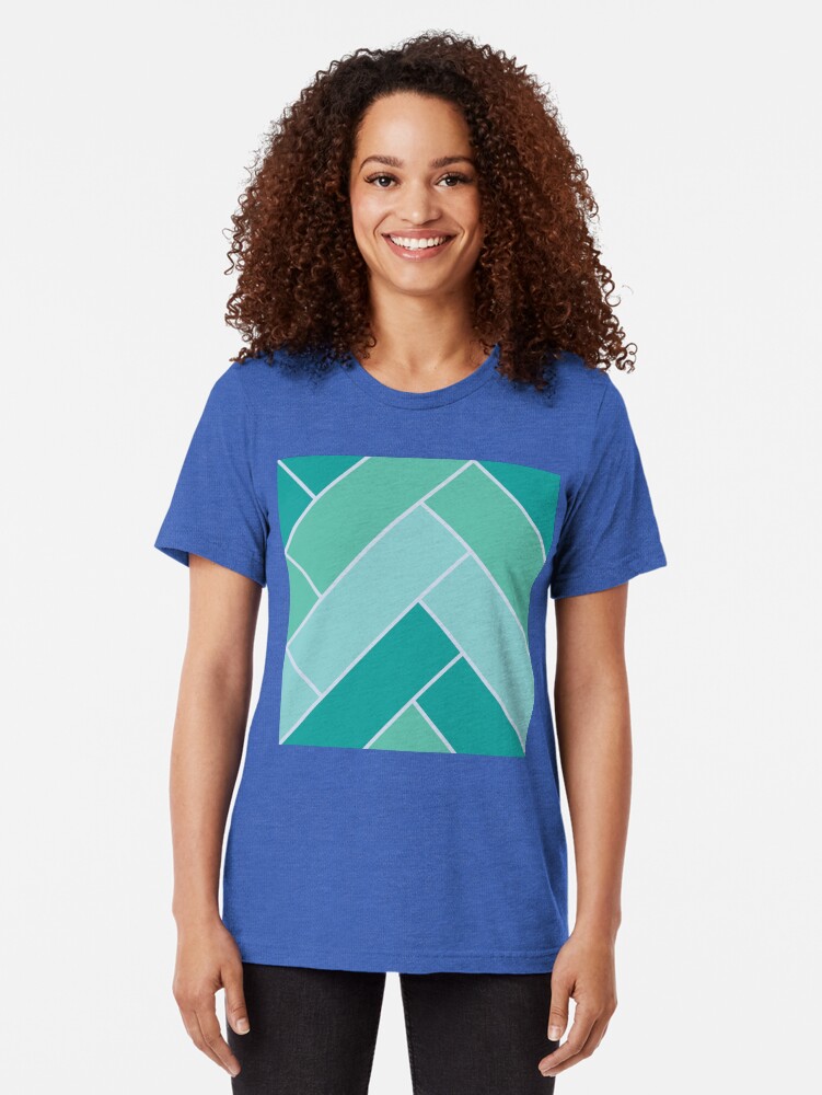 Alternate view of Geometric Pattern: Herringbone: Moss Tri-blend T-Shirt