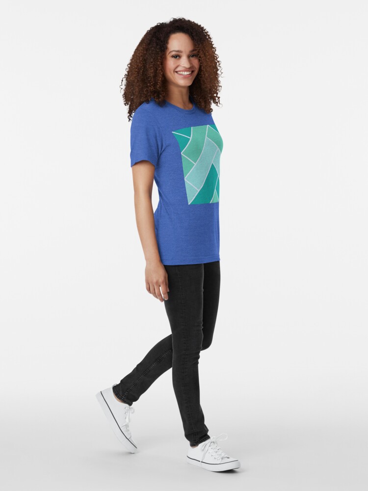Alternate view of Geometric Pattern: Herringbone: Moss Tri-blend T-Shirt