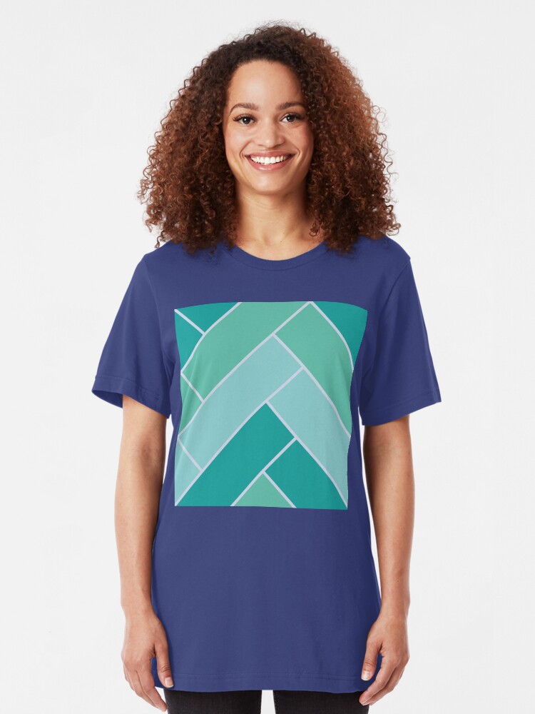 Alternate view of Geometric Pattern: Herringbone: Moss Slim Fit T-Shirt