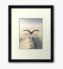 Grey Dragon Flight Over Snowy Mountains Framed Print