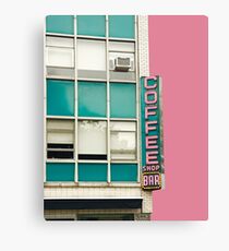 New York Coffee Shop on Pink Canvas Print