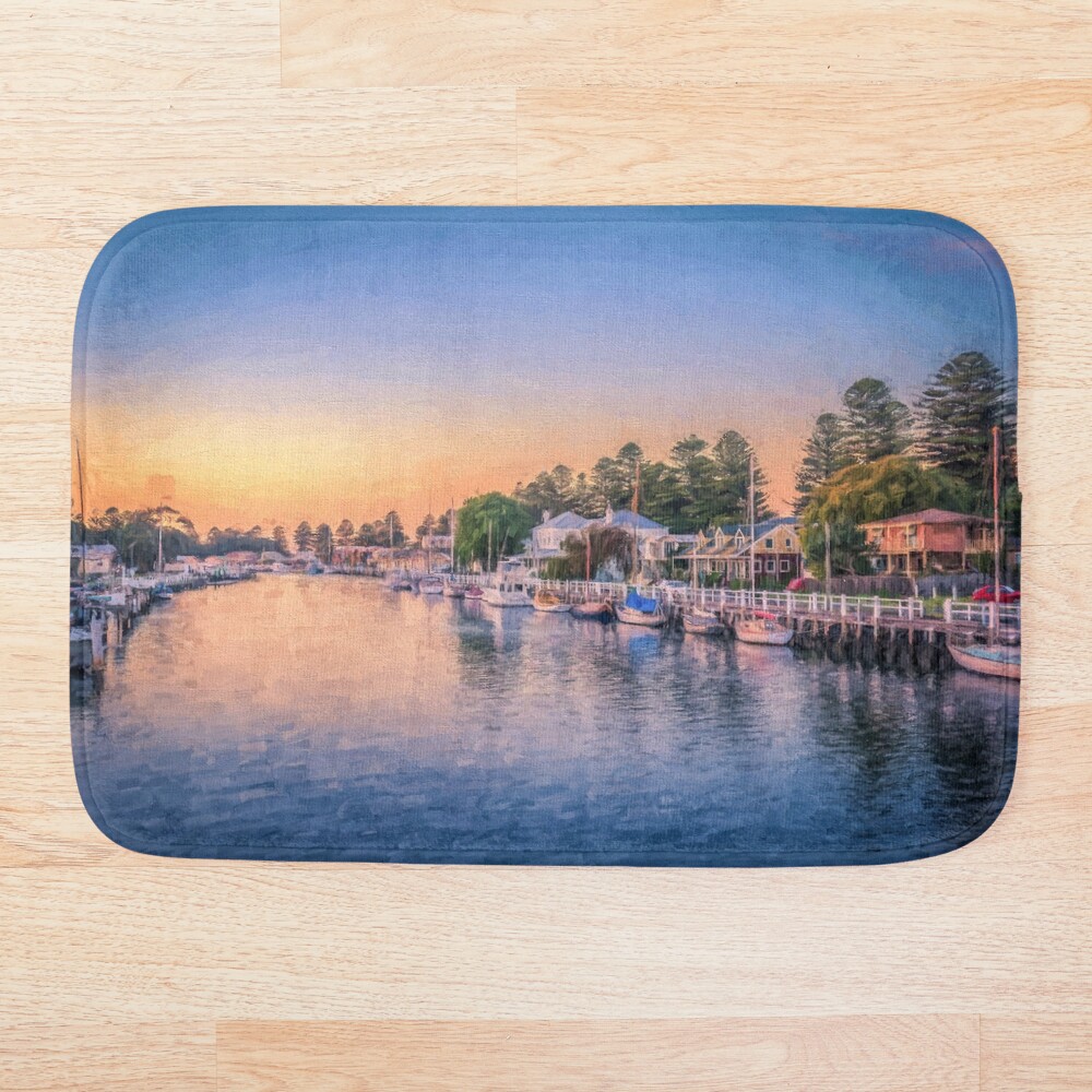 Port Fairy Sunset (digital painting) Bath Mat