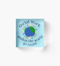 Social Work World Acrylic Block