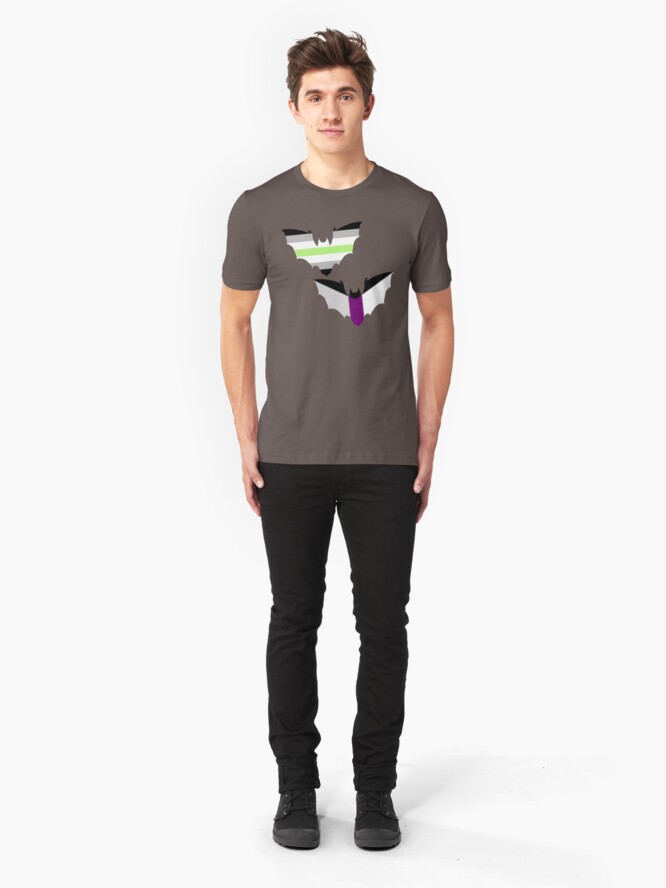Alternate view of Agender Demisexual Pride Bats Slim Fit T-Shirt