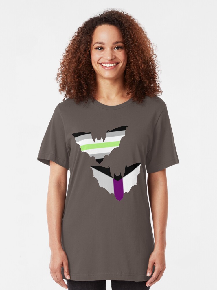 Alternate view of Agender Demisexual Pride Bats Slim Fit T-Shirt
