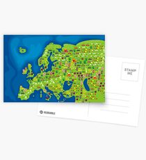 cartoon map of europe Postcards
