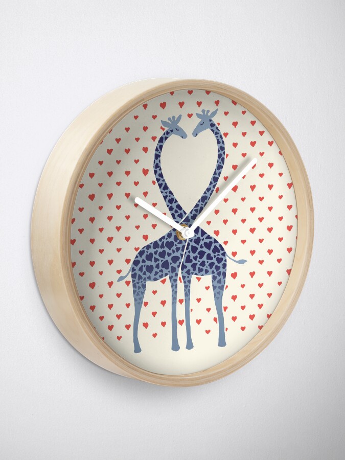 Alternate view of Giraffes in Love - A Valentine's Day Illustration Clock