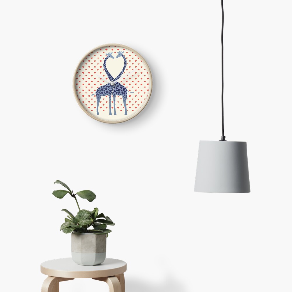 Giraffes in Love - A Valentine's Day Illustration Clock