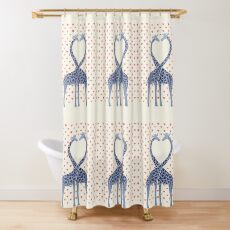 Giraffes in Love - A Valentine's Day Illustration Shower Curtain