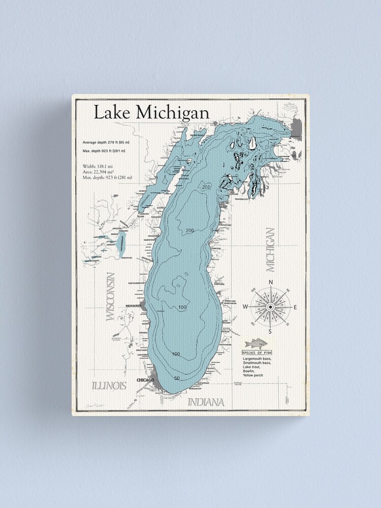 Lake Michigan Map Canvas Print