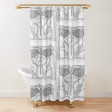 Black and white Victorian style Dragonfly Shower Curtain