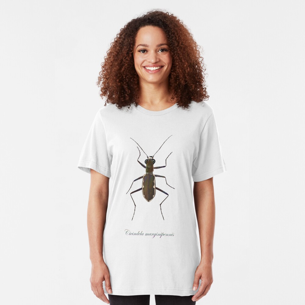 Cobblestone tiger beetle, Cicindela marginipennis Slim Fit T-Shirt
