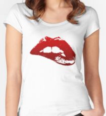 Lip Bite (Red) Women's Fitted Scoop T-Shirt