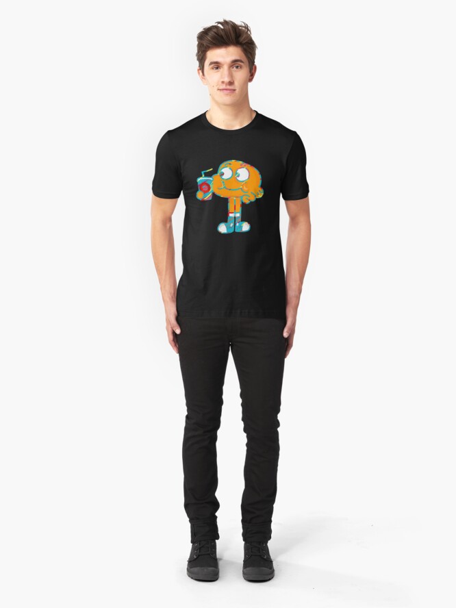 Alternate view of Colorful Doodle Darwin - The Amazing World of Gumball Slim Fit T-Shirt