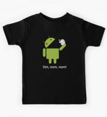 Android Om Nom Nom - Android Eat Apple Kids Tee